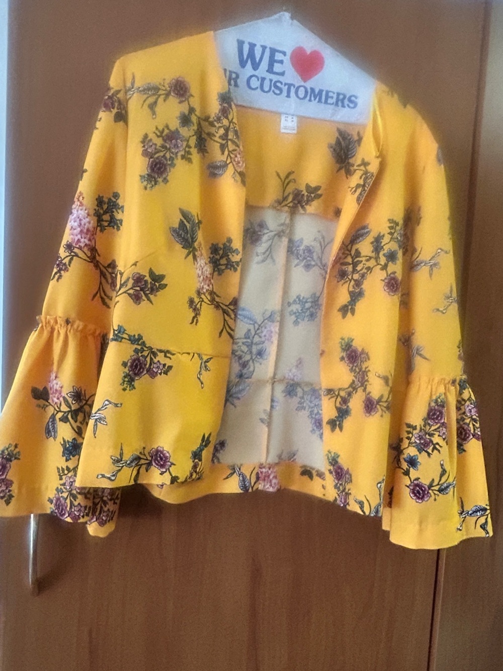 Streetwear Society Yellow Floral Ruffle Sleeve Blazer